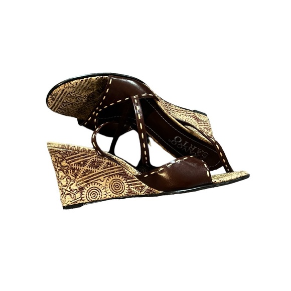 Wedge Sandals. Brown Leather Franco Sarto size 7.5 like new! - Picture 2 of 14
